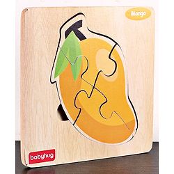 Babyhug 5 in 1 Premium Wooden Jigsaw Fruits 20 pcs puzzle - Set of 5| Educational Toy for Cognitive Development| Montessori Learning Toy| BIS Certified| 2 Years+