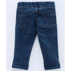 Babyhug Denim Slim Fit Capri Butterfly Print - Dark Blue