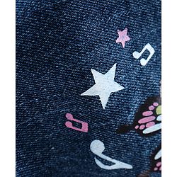 Babyhug Denim Slim Fit Capri Butterfly Print - Dark Blue