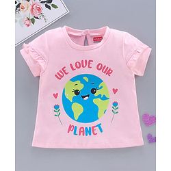 Babyhug Half Sleeves Tee Planet Print - Pink