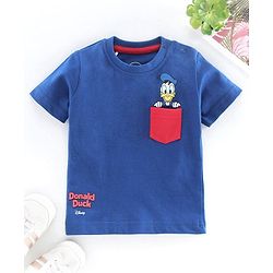 Babyhug Half Sleeves Biowashed Tee Donald Duck Print - Blue