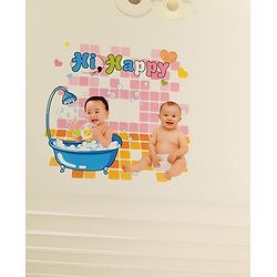 Babyhug Bath Tub Hi Happy Print - Cream Green