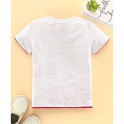 Babyhug Half Sleeves Biowashed Tee Race Car Print - Light Grey