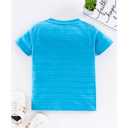Babyhug Half Sleeves Biowashed Tee Boat Print - Blue