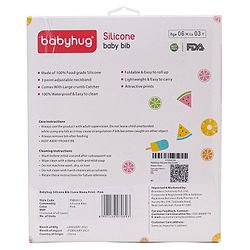 Babyhug Soft Silicone Feeding Bib  Bird Print, Yellow| Waterproof, Tear-Resistant, Easy to Wear| With Deep Crumb Catcher| Adjustable Fit| Foldable & Easy to Carry