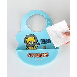 Babyhug Soft Silicone Feeding Bib  Bird Print, Yellow| Waterproof, Tear-Resistant, Easy to Wear| With Deep Crumb Catcher| Adjustable Fit| Foldable & Easy to Carry