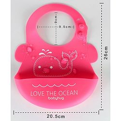 Babyhug Silicone Bib With Crumb Catcher Fish Print - Pink