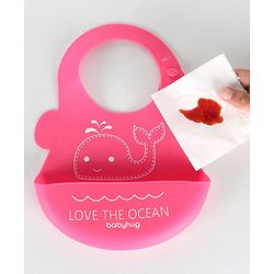 Babyhug Silicone Bib With Crumb Catcher Fish Print - Pink
