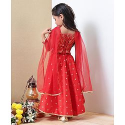 Babyhug Choli & Lehenga With Dupatta  - Orange