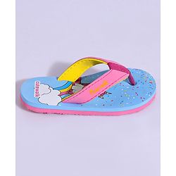 Cute Walk by Babyhug Flip Flops Unicorn Print - Blue