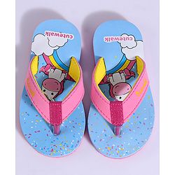 Cute Walk by Babyhug Flip Flops Unicorn Print - Blue