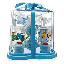 Babyhug Feeding Bottle Pack of 4 With Drying Rack Blue - 2 x 125 ml, 2 x 250 ml