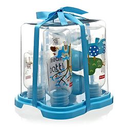 Babyhug Feeding Bottle Pack of 4 With Drying Rack Blue - 2 x 125 ml, 2 x 250 ml