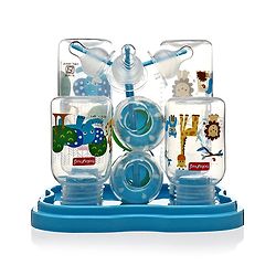 Babyhug Feeding Bottle Pack of 4 With Drying Rack Blue - 2 x 125 ml, 2 x 250 ml