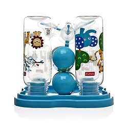 Babyhug Feeding Bottle Pack of 4 With Drying Rack Blue - 2 x 125 ml, 2 x 250 ml