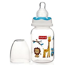 Babyhug Feeding Bottle Pack of 4 With Drying Rack Blue - 2 x 125 ml, 2 x 250 ml