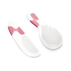 Babyhug Soft Bristle Baby Hair Brush and Comb Set Gentle  Pink |Scalp Care | Soft Bristle | BPA Free | Perfect Gift | Eco-Friendly | Round Tip