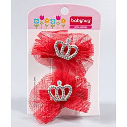 Babyhug Bow Alligator Clips Red - Pack of 2