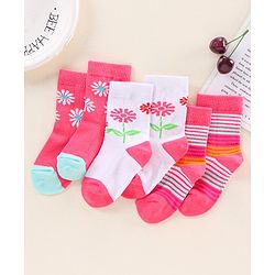 Cute Walk by Babyhug Antibacterial Ankle Length Socks Pack Of 3  - Pink