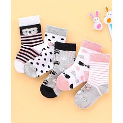 Cutewalk by Babyhug Anti Bacterial Socks Pack of 5 Pairs - Multicolour