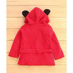 Babyhug Full Sleeves Bath Robe Disney Print - Red