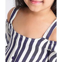 Babyhug Off-Shoulder Top Striped - Navy Blue