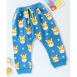 Babyhug Full Length Diaper Leggings Giraffe Print - Blue