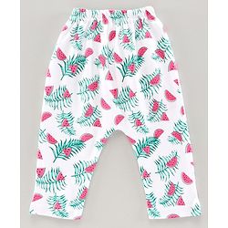 Babyhug Full Length Diaper Leggings Watermelon Print Pack of 2 -Pink White