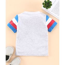 Babyhug Half Sleeves Biowashed Tee Champion League Print - Light Grey