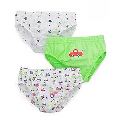 Babyhug 100% Cotton Briefs Pack of 3 - White Green