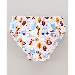 Babyhug 100% Cotton Brief Dino Print Pack of 3 - Yellow White