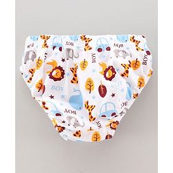 Babyhug 100% Cotton Brief Dino Print Pack of 3 - Yellow White