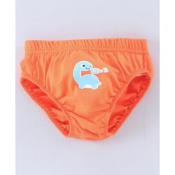 Babyhug 100% Cotton Brief Dino Print Pack of 3 - Orange