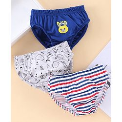 Babyhug 100% Cotton Breifs Pack of 3 - Blue Light Grey