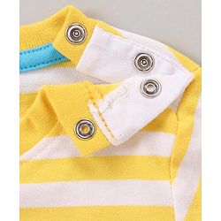 Babyhug Half Sleeves Bio Wash Striped Tee Whale Print - Yellow