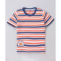 Babyhug Half Sleeves Bio Wash Striped Tee  - Navy Stripes