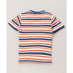 Babyhug Half Sleeves Bio Wash Striped Tee  - Navy Stripes