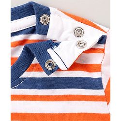 Babyhug Half Sleeves Bio Wash Striped Tee  - Navy Stripes