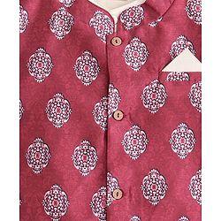 Babyhug Full Sleeves Kurta Payjama Set Witb Waistcoat - Maroon White