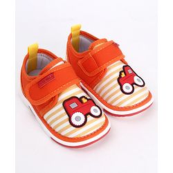 Cute Walk by Babyhug Casual Shoes Tractor Embroidery - Orange
