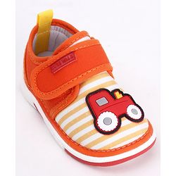Cute Walk by Babyhug Casual Shoes Tractor Embroidery - Orange