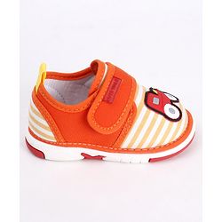 Cute Walk by Babyhug Casual Shoes Tractor Embroidery - Orange