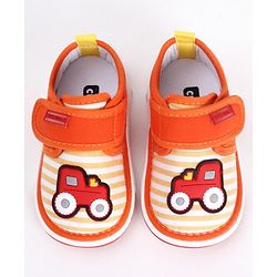 Cute Walk by Babyhug Casual Shoes Tractor Embroidery - Orange