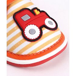 Cute Walk by Babyhug Casual Shoes Tractor Embroidery - Orange