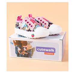 Cute Walk by Babyhug Casual Shoes Floral Print - Dark Pink