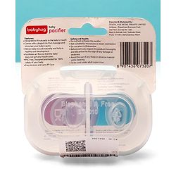 Babyhug BPA Free Pacifiers in PP Case with Animal Print Pack of 2 - Blue & Purple