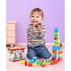Babyhug Premium 40 Pcs Mega Size First Builders Toddler Blocks| Building and Construction Interlocking Jumbo Blocks with Big Building Storage Bag| Educational and Learning Toy for Pre-School Children| BIS Certified| Non-Toxic
