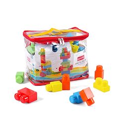 Babyhug Premium 40 Pcs Mega Size First Builders Toddler Blocks| Building and Construction Interlocking Jumbo Blocks with Big Building Storage Bag| Educational and Learning Toy for Pre-School Children| BIS Certified| Non-Toxic