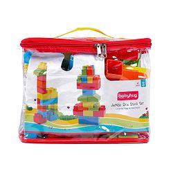 Babyhug Premium 40 Pcs Mega Size First Builders Toddler Blocks| Building and Construction Interlocking Jumbo Blocks with Big Building Storage Bag| Educational and Learning Toy for Pre-School Children| BIS Certified| Non-Toxic
