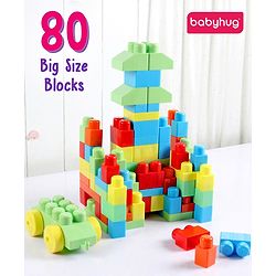 Babyhug Premium 40 Pcs Mega Size First Builders Toddler Blocks| Building and Construction Interlocking Jumbo Blocks with Big Building Storage Bag| Educational and Learning Toy for Pre-School Children| BIS Certified| Non-Toxic
